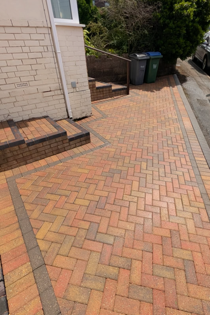 Walkway pavers after cleaning