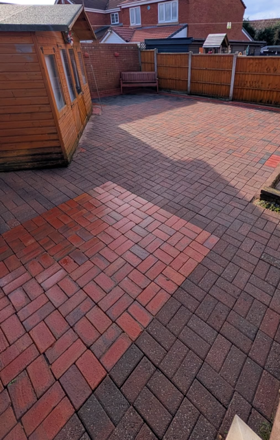 Patio pavers after pressure washing