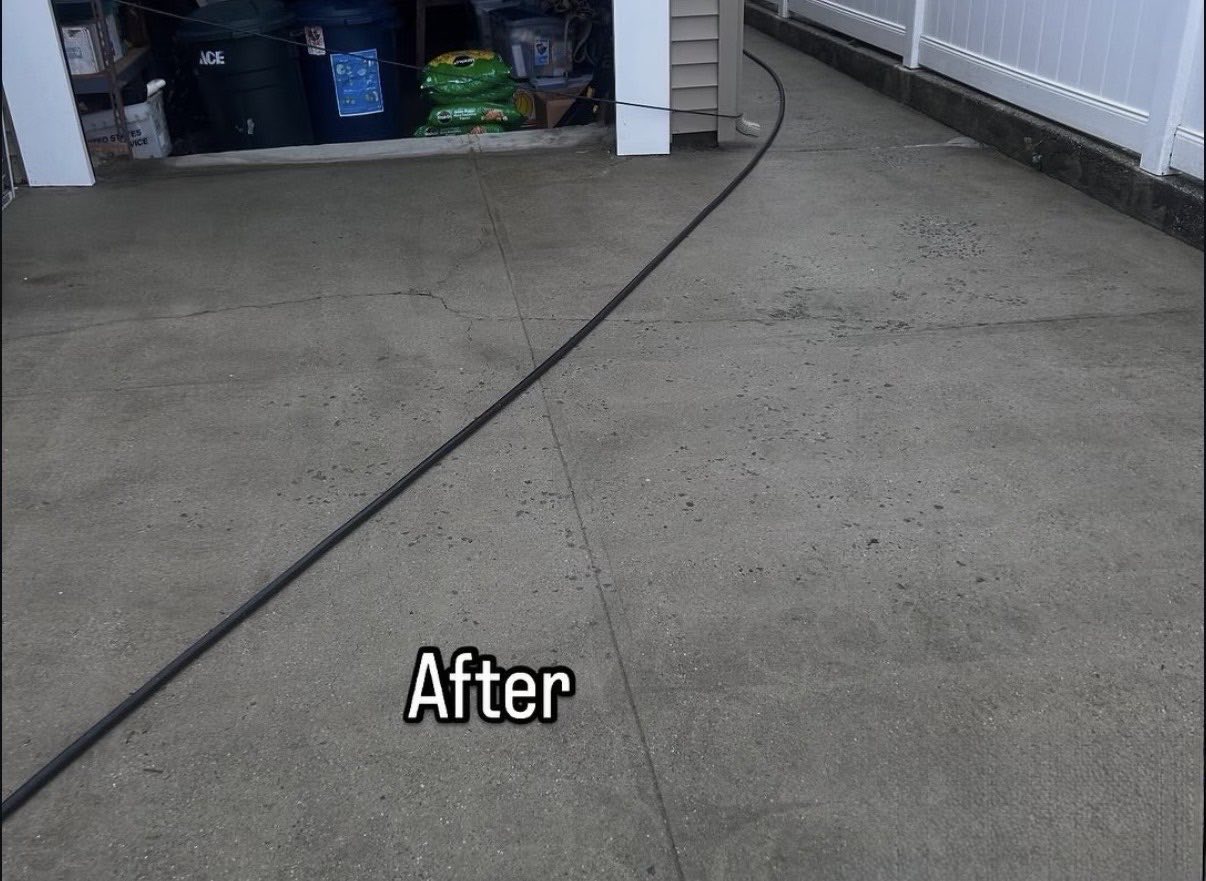Concrete patio after pressure washing in Charlotte