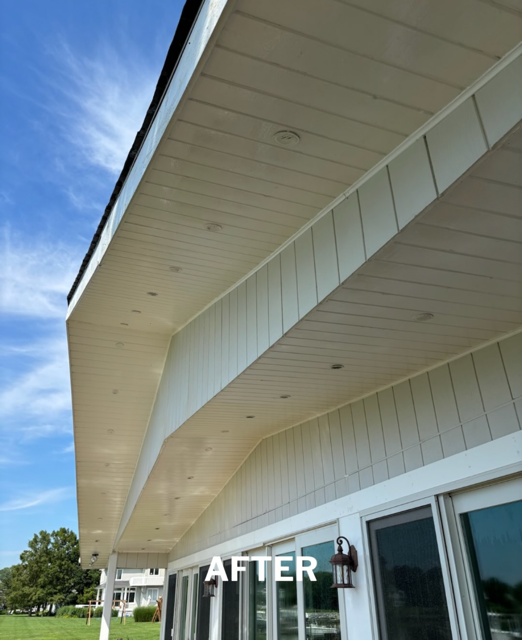 Siding and soffit after cleaning